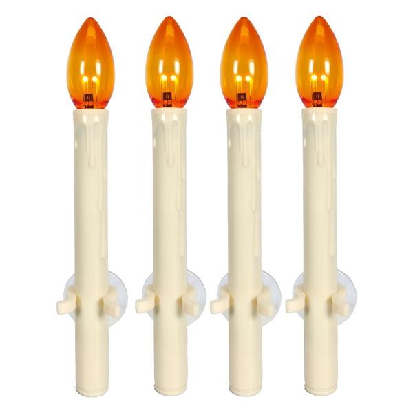 10.75" Vanilla/Orange LED Suction Cup Window Candle with Remote Control (4 Pack)